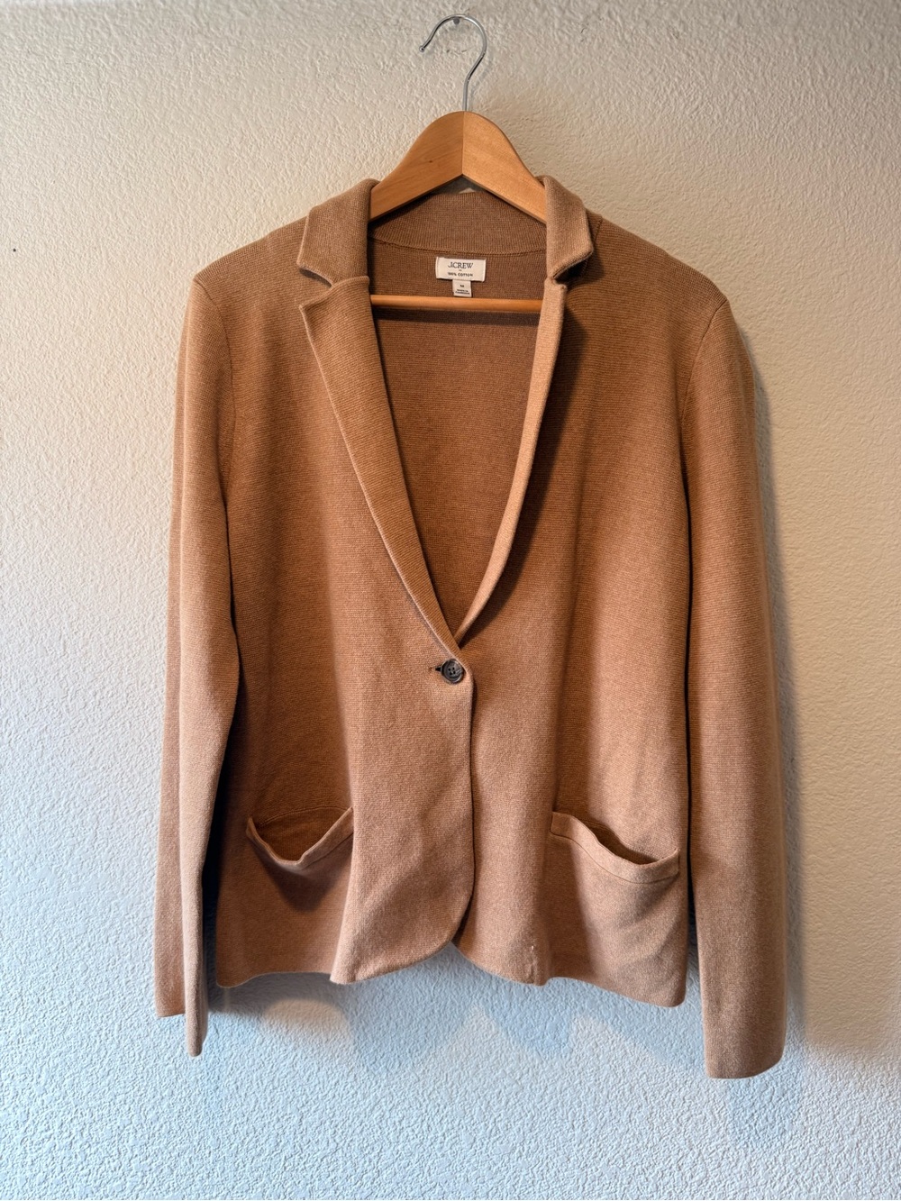 J.CREW Camel Brown Single-Button Schoolboy Sweater Blazer